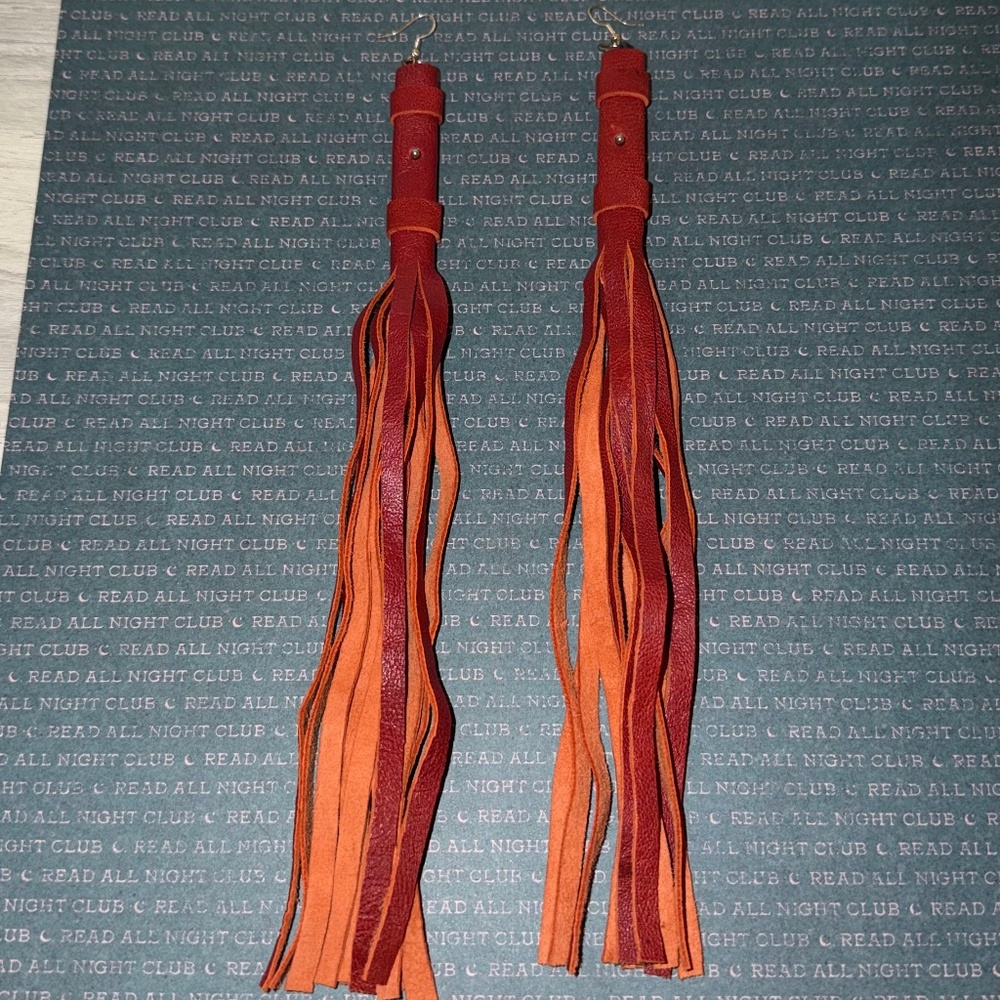 Genuine leather tassel earrings